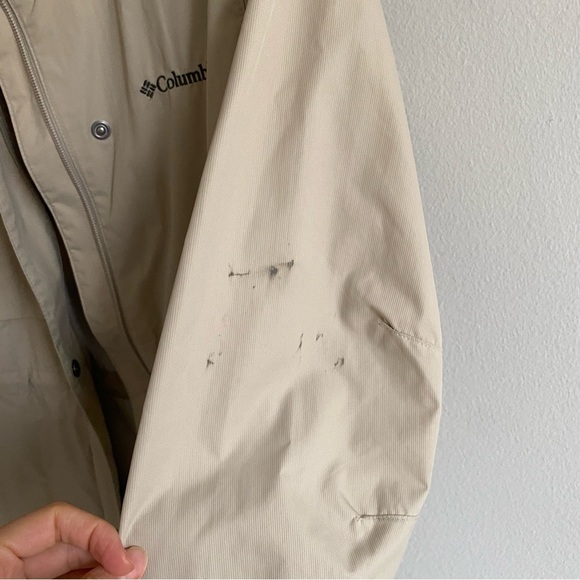 COLUMBIA Beige Long Rain Jacket Size XS - Picture 6 of 14